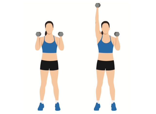 alternating dumbbell shoulder press