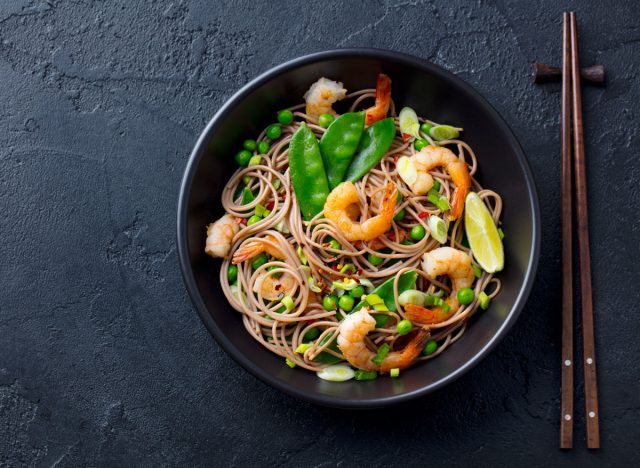 chinese food shrimp and noodles