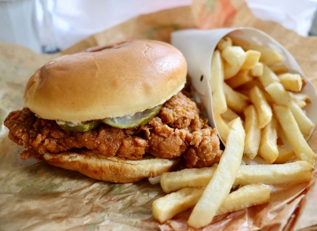 fast food fried chicken sandwich french fries