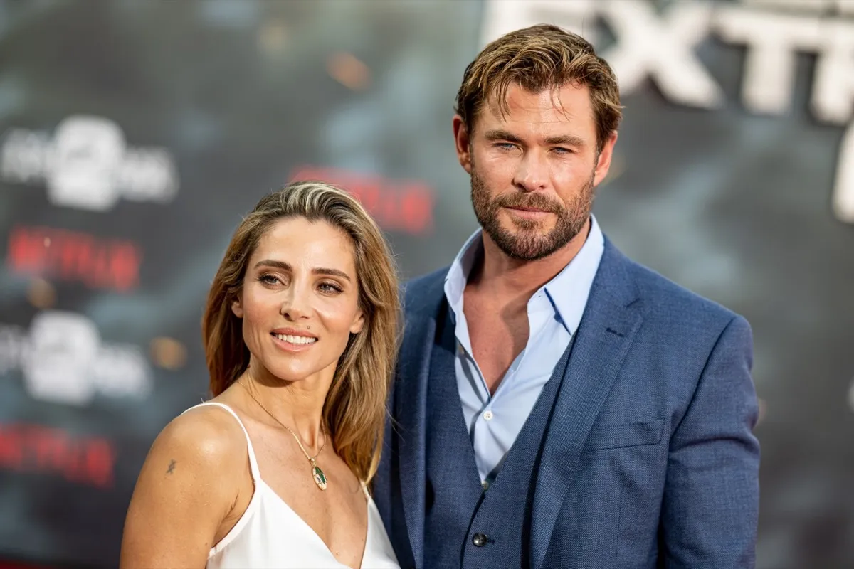 09 June 2023, Berlin: Chris Hemsworth, actor, and his wife Elsa Pataky, actress, arrive at a special screening of the movie "Tyler Rake: Extraction 2." The action film "Tyler Rake: Extraction 2" will be made available via Netflix starting June 16, 2023. Photo: Fabian Sommer/dpa (Photo by Fabian Sommer/picture alliance via Getty Images)