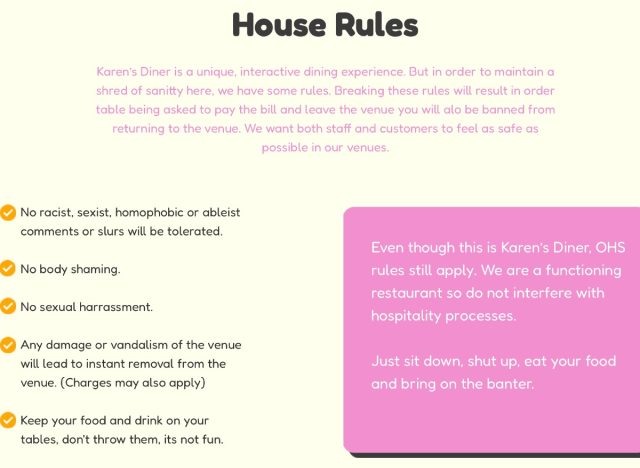 karens diner house rules
