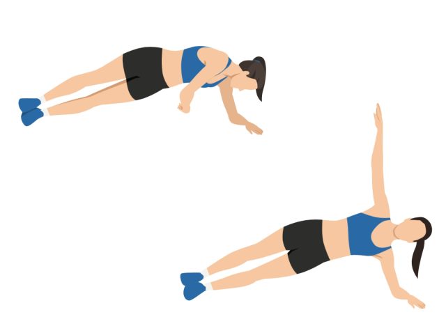 side plank with rotation