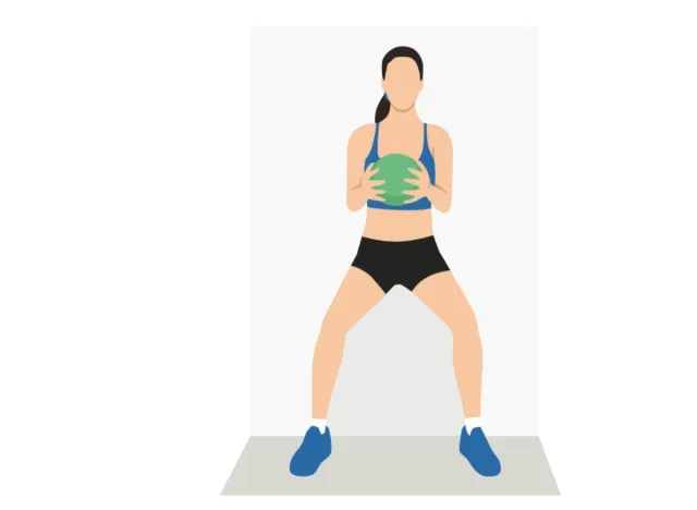 wall sits with medicine ball, strength exercises for women to melt middle-aged spread belly fat
