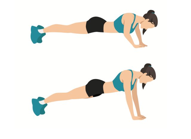 woman doing diamond pushups, at-home exercises for women to get rid of their armpit pooch