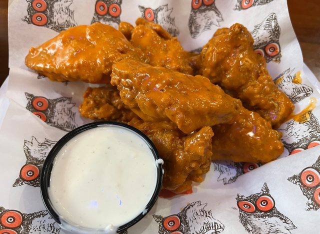 Hot Buffalo wings at Hooters