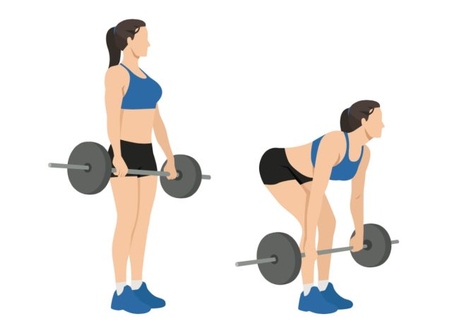 barbell deadlift, strength workouts for women to get toned legs