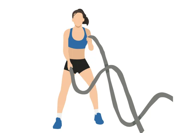 woman doing battle ropes, concept of workouts that burn the most calories