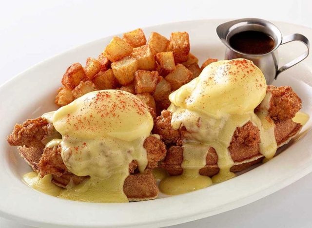 The Cheesecake Factory Fried Chicken and Waffles Benedict