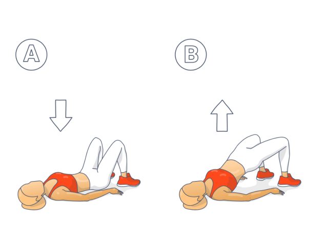 glute bridge, concept of floor workouts to improve your muscular endurance