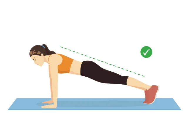 high plank, concept of no-equipment Pilates workout