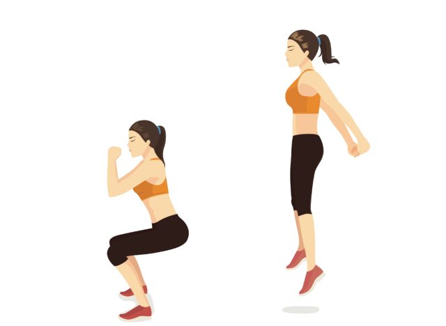 jump squats, HIIT exercises for all-day energy