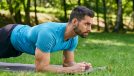 man doing planks, concept of strength workouts for men to lose weight
