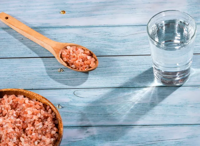 pink sea salt with water