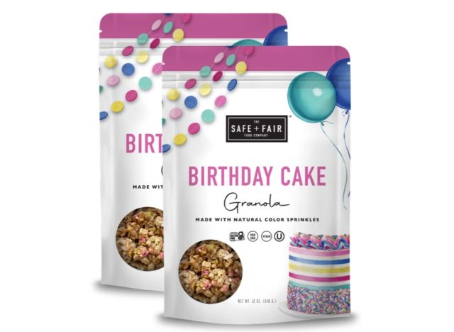 safe and fair birthday cake granola