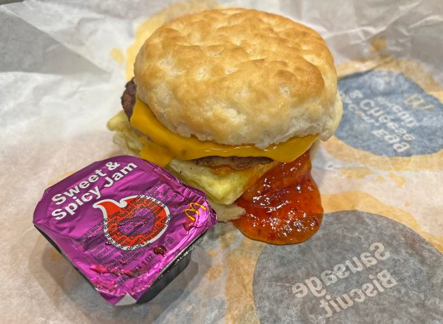 Sausage Biscuit With Egg & Cheese & Sweet & Spicy Jam