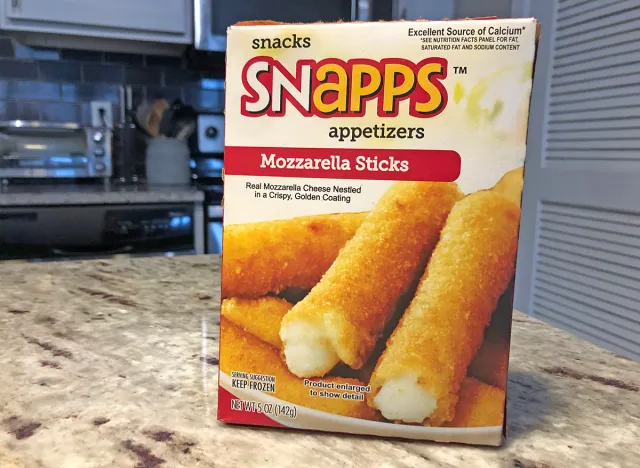 Snapps brand frozen mozzarella sticks