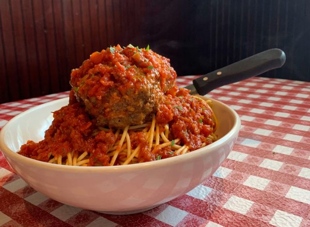 buca di beppo meatball and spaghetti