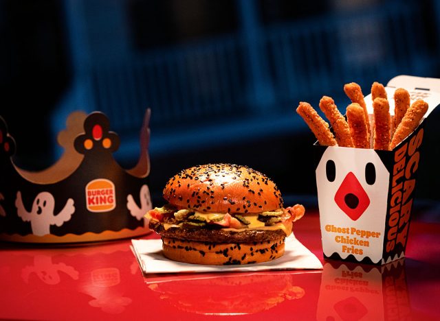 burger king host pepper fries and ghost pepper whopper with halloween decor