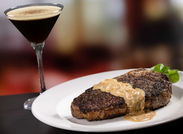 capital grille kona crusted new york strip with shallot butter and an espresso martini