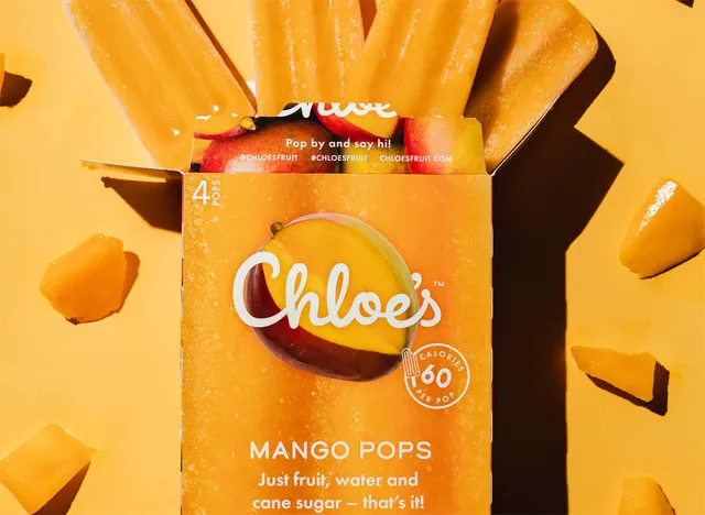 Chloe's mango-flavored ice pops box. 