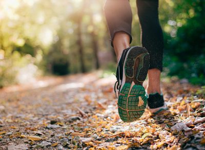 close-up trail running sneakers