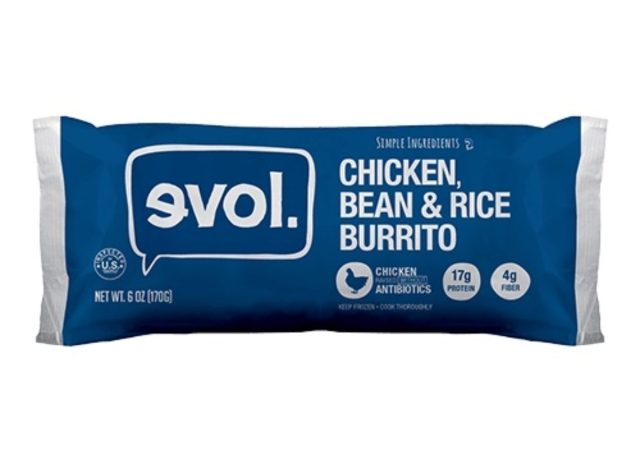 evol chicken, bean & rice frozen burrito