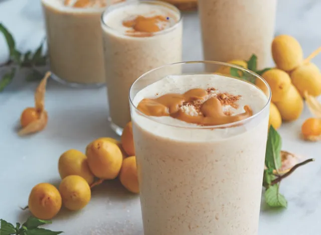 glasses of kefir smoothie on a table