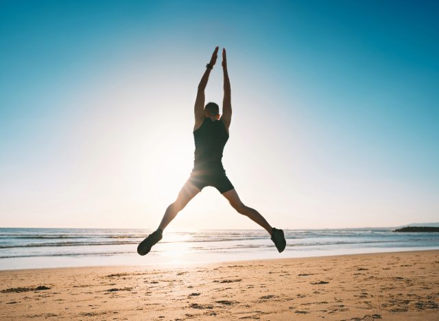 man jumping, concept of five-day belly fat-melting plan