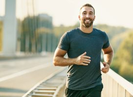 happy, fit man running, concept of habits to increase testosterone naturally