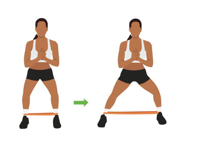 resistance band exercises for love handles, band walks