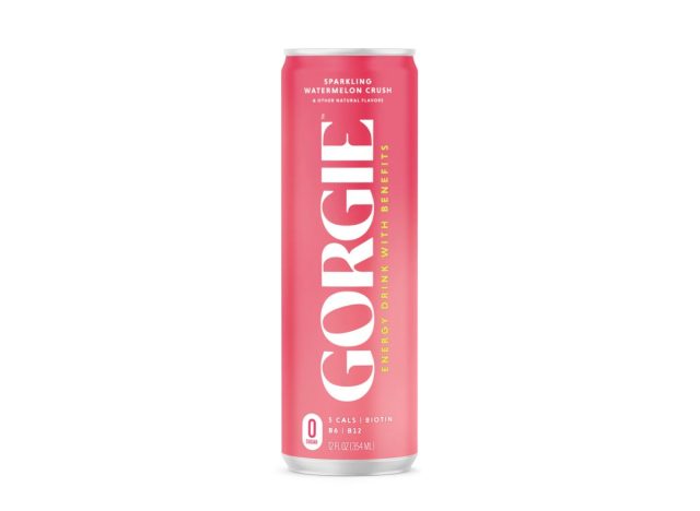 can of GORGIE energy drink on a white background