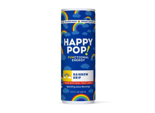 can of Happy Pop energy drink on a white background