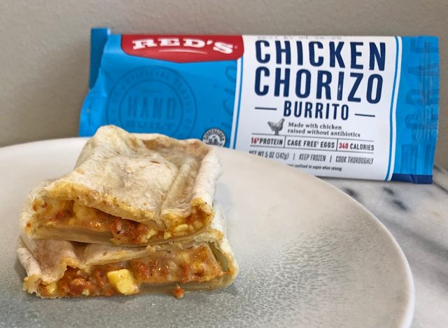 Red's chiciken chorizo burrito
