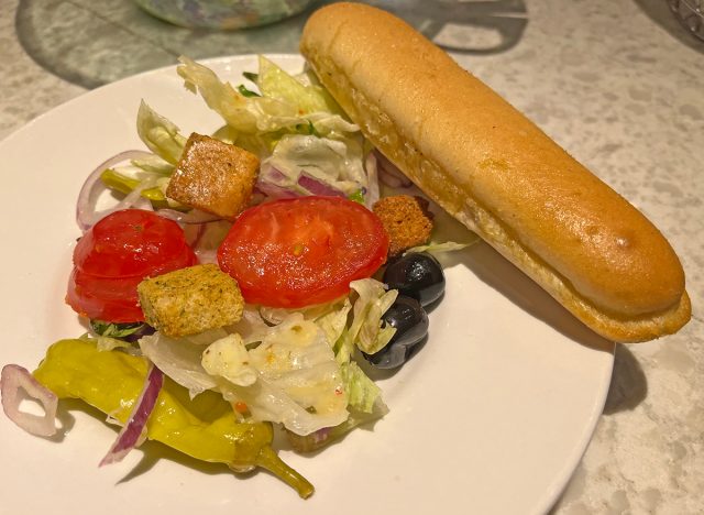 Salad with signature Italian dressing at Olive Garden