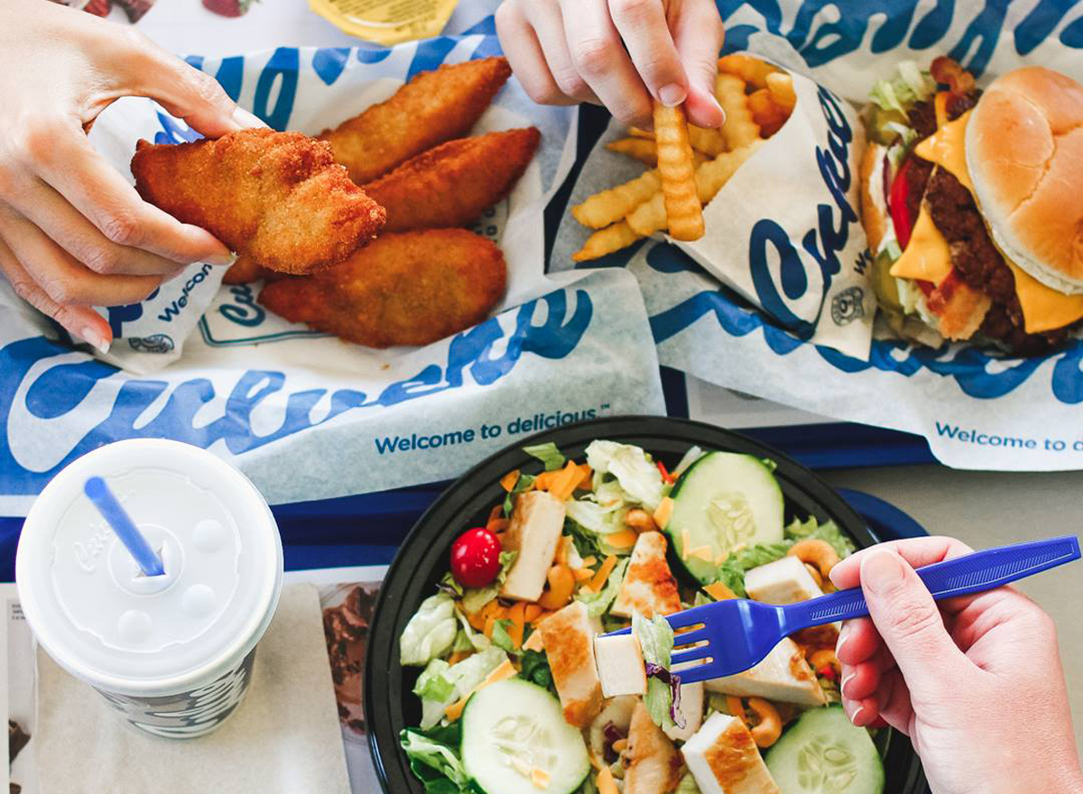 culver's menu with chicken tenders burger fries salad and soda