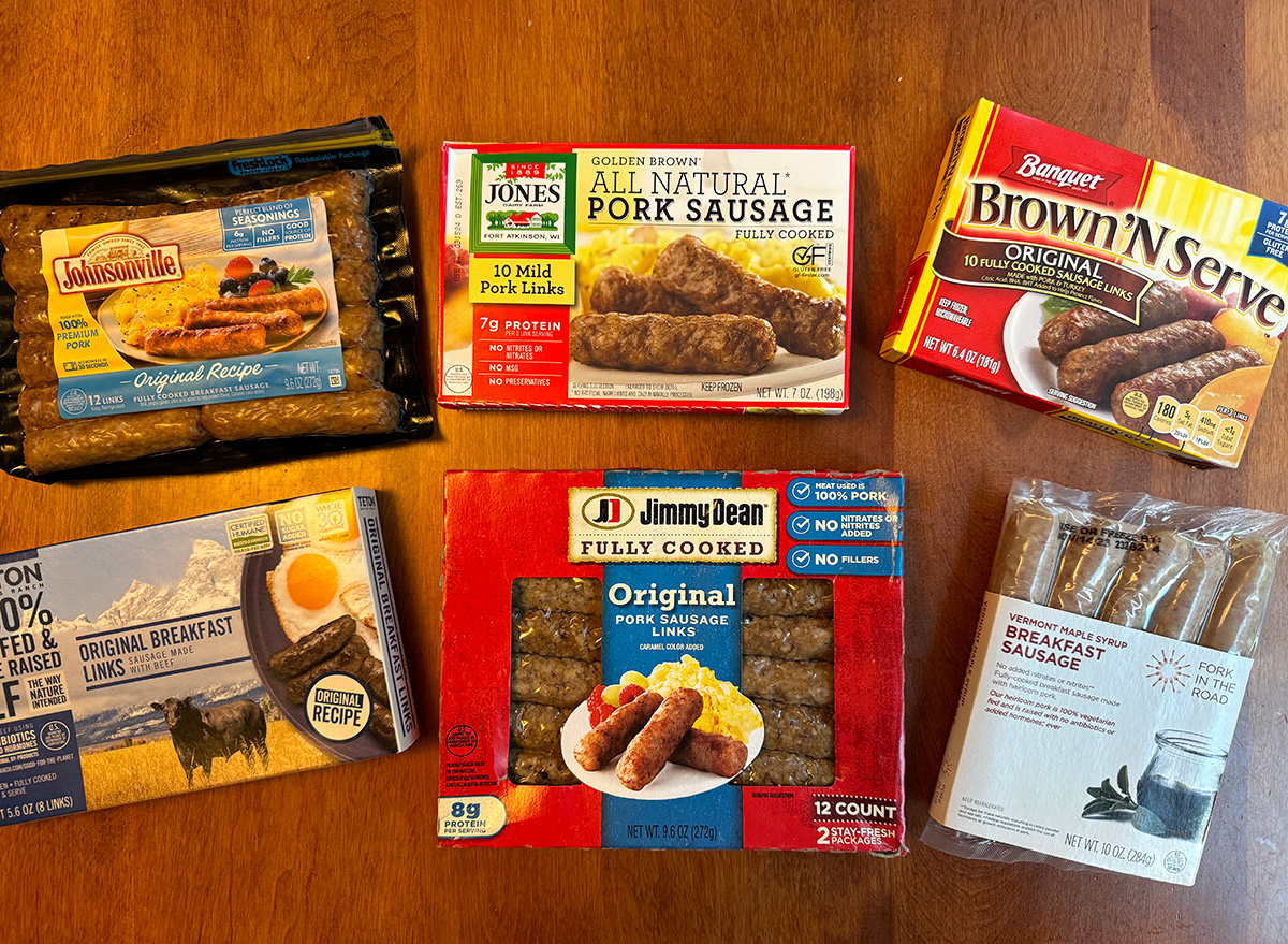 Variety of frozen breakfast sausages