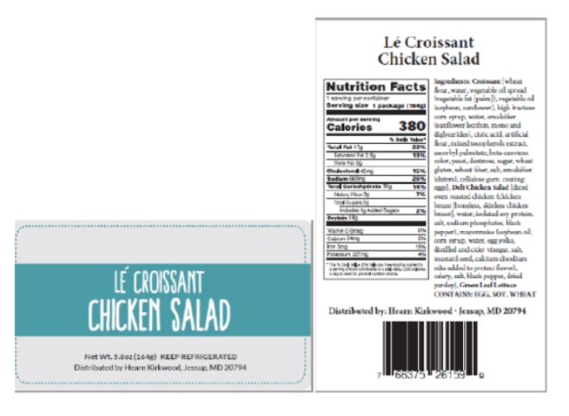 lé croissant chicken salad label