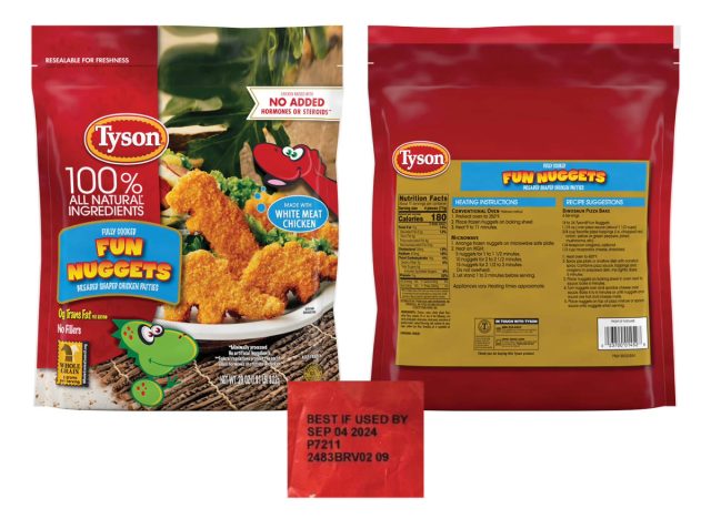 recalled tyson fun nuggets packaging