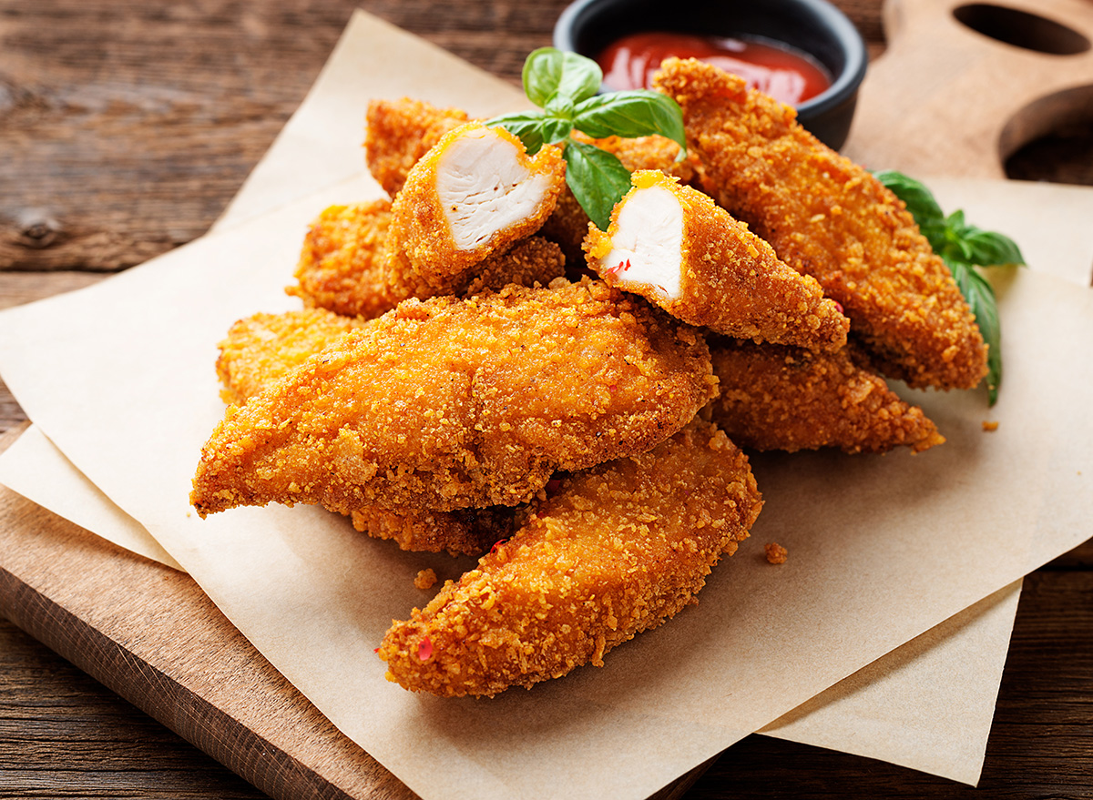 Delicious,Crispy,Fried,Breaded,Chicken,Breast,Strips,Tenders