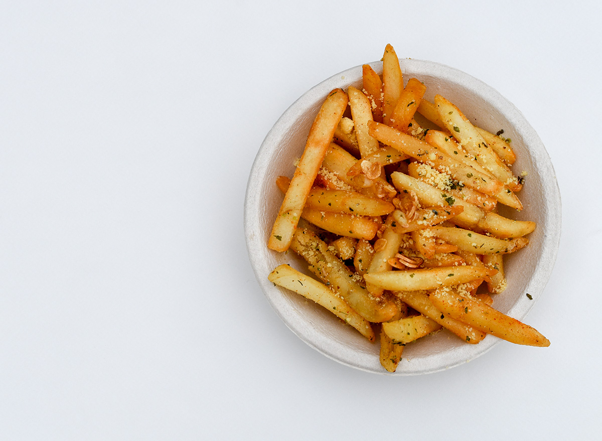 Parmesan,Garlic,Fries,On,White,Background.