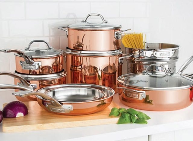 viking 13-piece tri-ply copper cookware set