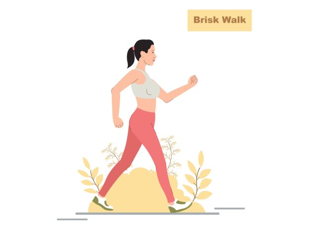 woman walking briskly, concept of workouts to burn calories and fat