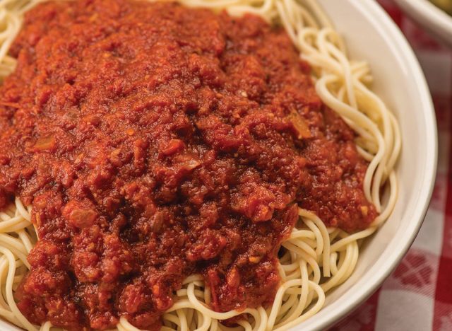 Spaghetti with meat sauce at Buca di Beppo
