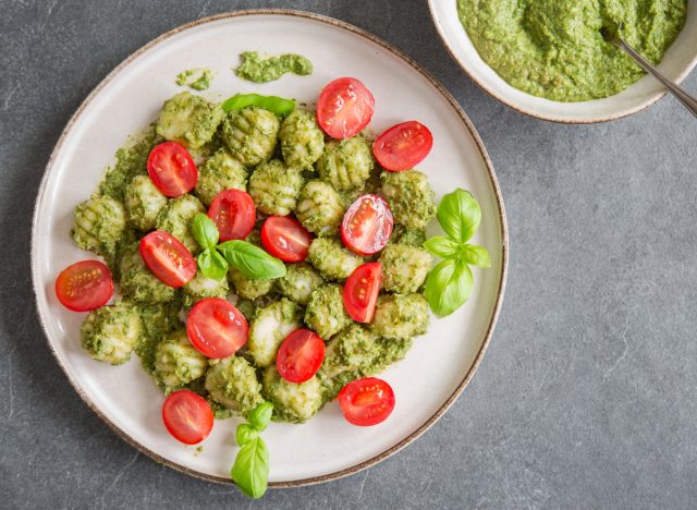gnocchi with pesto and tomatoes