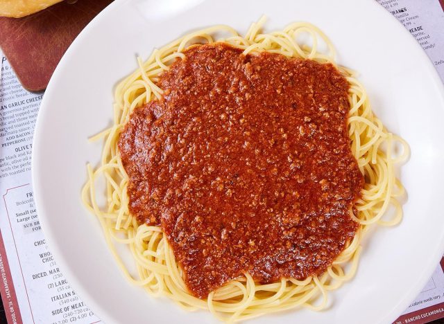 Spaghetti with meat sauce at Old Spaghetti Factory