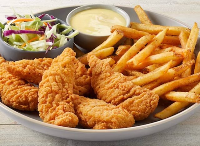 TGI Friday's Crispy Chicken Fingers with Coleslaw, Fries and Honey Mustard Dressing 