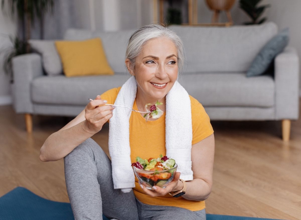 woman eating a salad