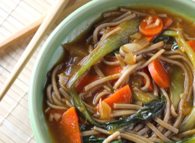Asian soba noodle soup