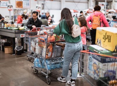 Costco shoppers at checkout