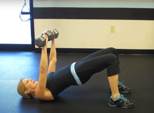glute bridge with dumbbell press